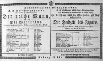 Theaterzettel (Oper und Burgtheater in Wien) 18430810 Seite: 1