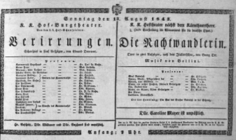 Theaterzettel (Oper und Burgtheater in Wien) 18430813 Seite: 1