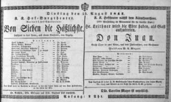 Theaterzettel (Oper und Burgtheater in Wien) 18430815 Seite: 1