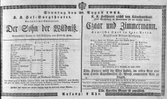 Theaterzettel (Oper und Burgtheater in Wien) 18430820 Seite: 1