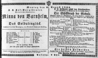 Theaterzettel (Oper und Burgtheater in Wien) 18430821 Seite: 1