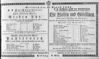 Theaterzettel (Oper und Burgtheater in Wien) 18430823 Seite: 1