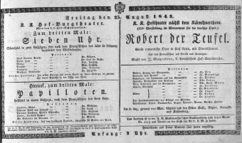 Theaterzettel (Oper und Burgtheater in Wien) 18430825 Seite: 1