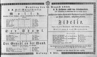 Theaterzettel (Oper und Burgtheater in Wien) 18430826 Seite: 1