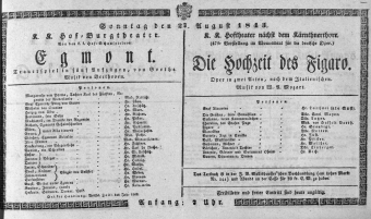 Theaterzettel (Oper und Burgtheater in Wien) 18430827 Seite: 1