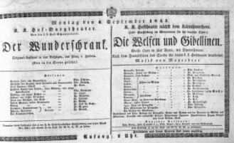 Theaterzettel (Oper und Burgtheater in Wien) 18430904 Seite: 1