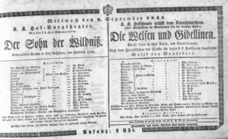 Theaterzettel (Oper und Burgtheater in Wien) 18430906 Seite: 1