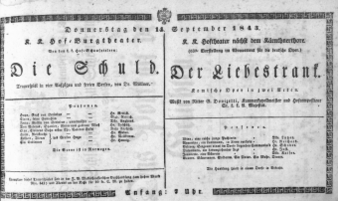 Theaterzettel (Oper und Burgtheater in Wien) 18430914 Seite: 1