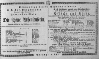 Theaterzettel (Oper und Burgtheater in Wien) 18430921 Seite: 1