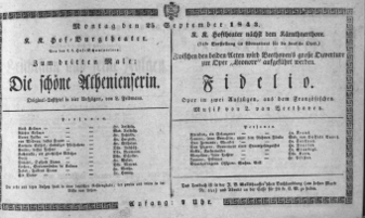 Theaterzettel (Oper und Burgtheater in Wien) 18430925 Seite: 1
