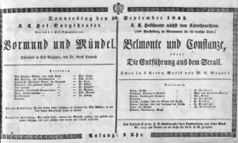 Theaterzettel (Oper und Burgtheater in Wien) 18430928 Seite: 1