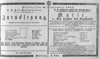 Theaterzettel (Oper und Burgtheater in Wien) 18430929 Seite: 1