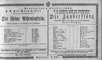Theaterzettel (Oper und Burgtheater in Wien) 18431001 Seite: 1