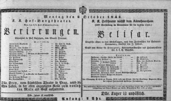 Theaterzettel (Oper und Burgtheater in Wien) 18431002 Seite: 1