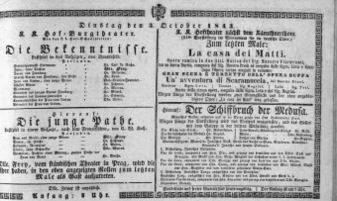 Theaterzettel (Oper und Burgtheater in Wien) 18431003 Seite: 1