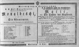 Theaterzettel (Oper und Burgtheater in Wien) 18431004 Seite: 1