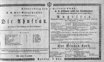 Theaterzettel (Oper und Burgtheater in Wien) 18431005 Seite: 1