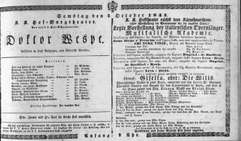 Theaterzettel (Oper und Burgtheater in Wien) 18431007 Seite: 1