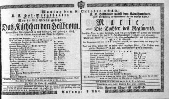 Theaterzettel (Oper und Burgtheater in Wien) 18431009 Seite: 1