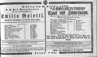 Theaterzettel (Oper und Burgtheater in Wien) 18431010 Seite: 1