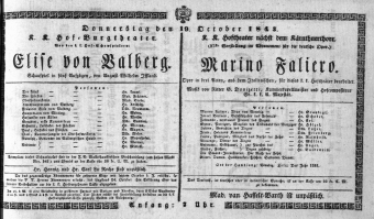 Theaterzettel (Oper und Burgtheater in Wien) 18431019 Seite: 1