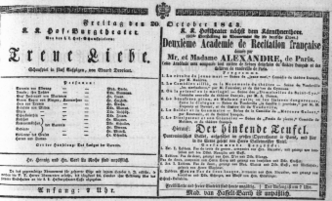 Theaterzettel (Oper und Burgtheater in Wien) 18431020 Seite: 1