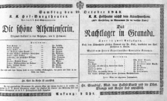 Theaterzettel (Oper und Burgtheater in Wien) 18431021 Seite: 1