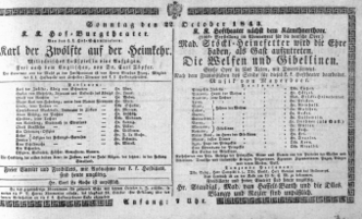 Theaterzettel (Oper und Burgtheater in Wien) 18431022 Seite: 1