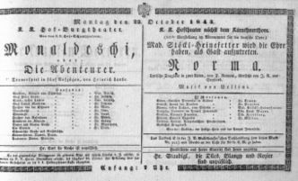 Theaterzettel (Oper und Burgtheater in Wien) 18431023 Seite: 1
