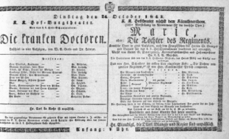 Theaterzettel (Oper und Burgtheater in Wien) 18431024 Seite: 1