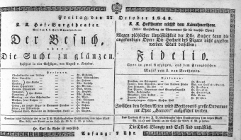 Theaterzettel (Oper und Burgtheater in Wien) 18431027 Seite: 1
