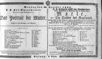 Theaterzettel (Oper und Burgtheater in Wien) 18431030 Seite: 1