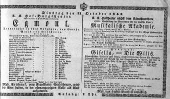 Theaterzettel (Oper und Burgtheater in Wien) 18431031 Seite: 1