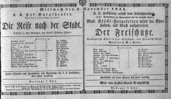 Theaterzettel (Oper und Burgtheater in Wien) 18431101 Seite: 1