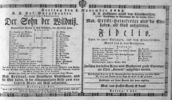 Theaterzettel (Oper und Burgtheater in Wien) 18431103 Seite: 1