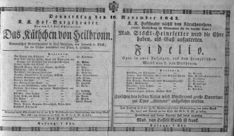 Theaterzettel (Oper und Burgtheater in Wien) 18431115 Seite: 1