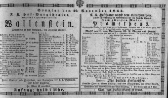 Theaterzettel (Oper und Burgtheater in Wien) 18431119 Seite: 1