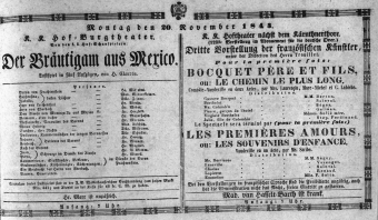 Theaterzettel (Oper und Burgtheater in Wien) 18431120 Seite: 1