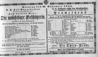 Theaterzettel (Oper und Burgtheater in Wien) 18431126 Seite: 1