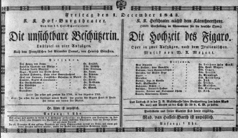 Theaterzettel (Oper und Burgtheater in Wien) 18431201 Seite: 1
