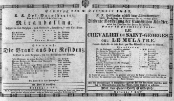 Theaterzettel (Oper und Burgtheater in Wien) 18431202 Seite: 1