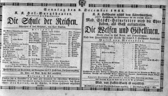 Theaterzettel (Oper und Burgtheater in Wien) 18431203 Seite: 1