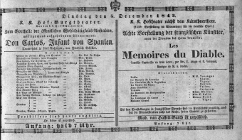 Theaterzettel (Oper und Burgtheater in Wien) 18431205 Seite: 1