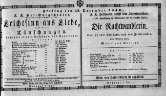 Theaterzettel (Oper und Burgtheater in Wien) 18431215 Seite: 1