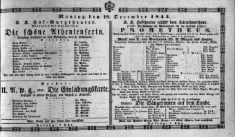 Theaterzettel (Oper und Burgtheater in Wien) 18431218 Seite: 1