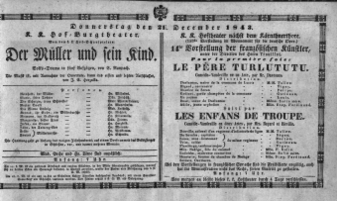 Theaterzettel (Oper und Burgtheater in Wien) 18431221 Seite: 1