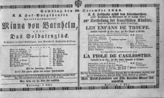Theaterzettel (Oper und Burgtheater in Wien) 18431230 Seite: 1