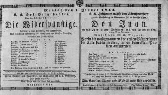Theaterzettel (Oper und Burgtheater in Wien) 18440101 Seite: 1