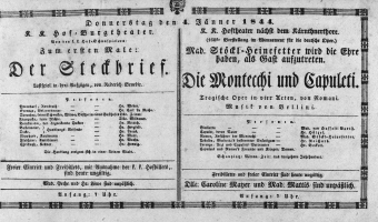 Theaterzettel (Oper und Burgtheater in Wien) 18440104 Seite: 1