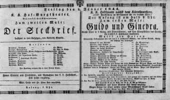 Theaterzettel (Oper und Burgtheater in Wien) 18440105 Seite: 1